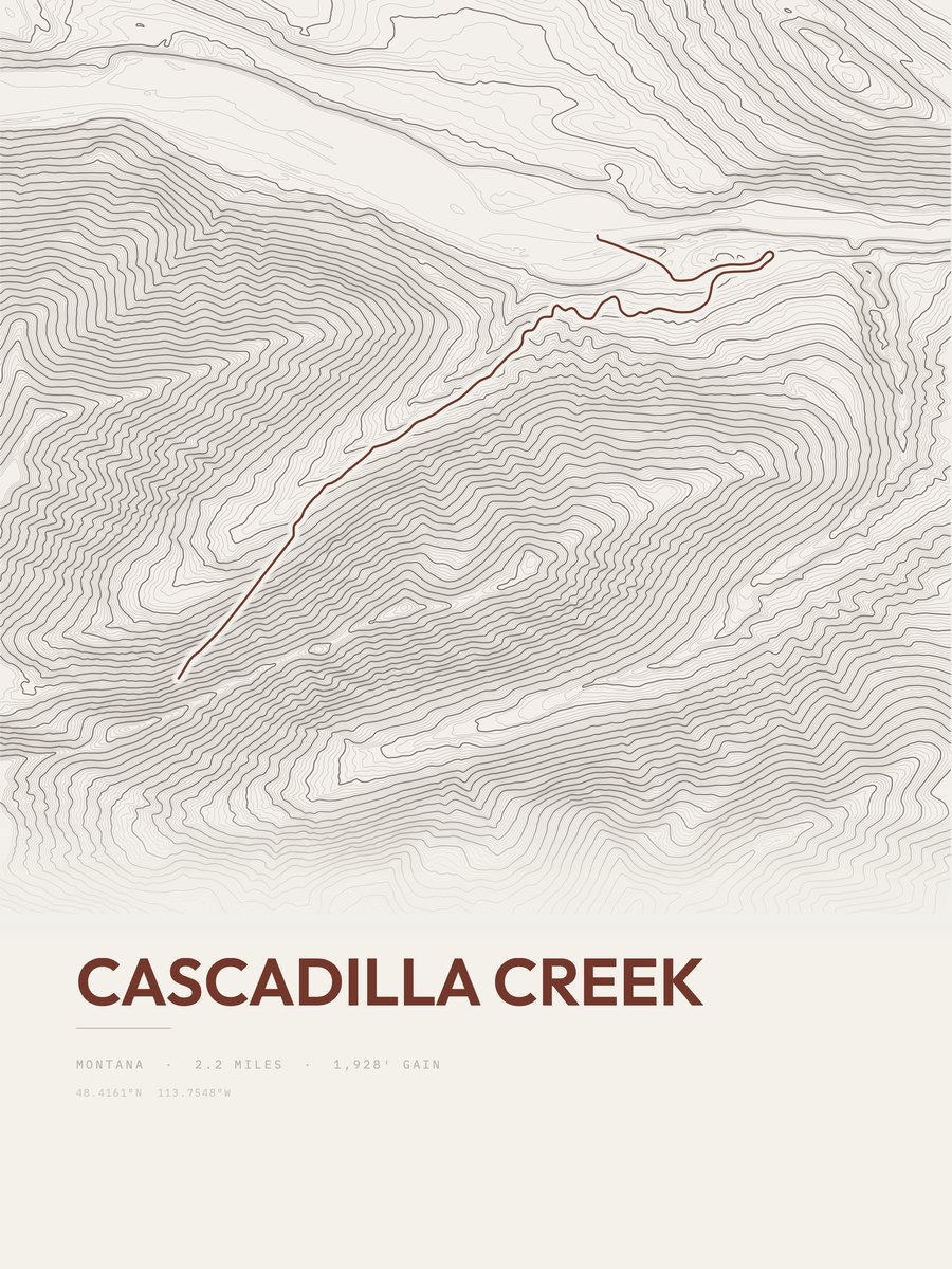 Cascadilla Creek Topographic print