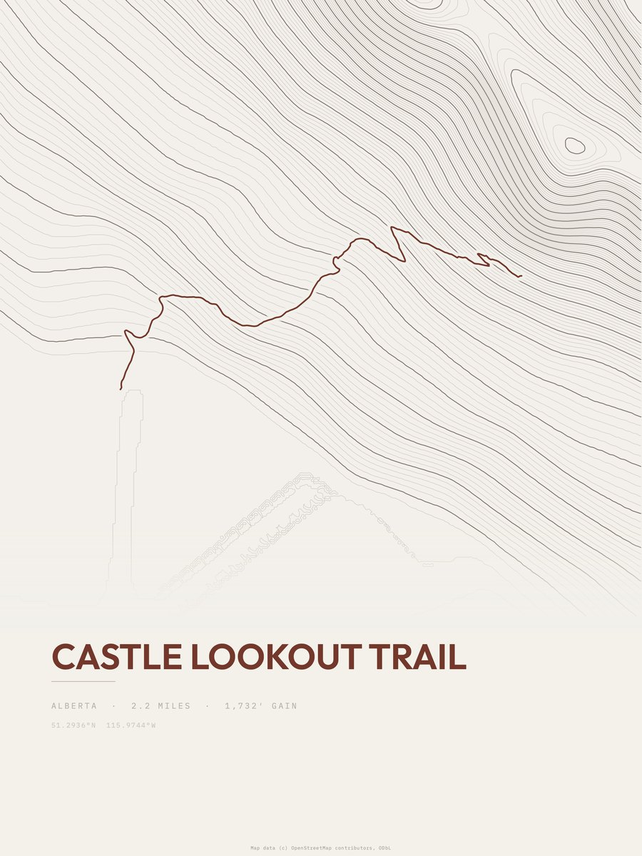 Castle Lookout Trail Topographic print