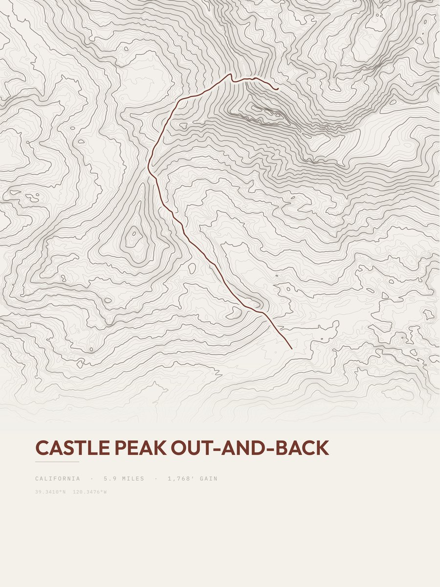 Castle Peak topographic trail print