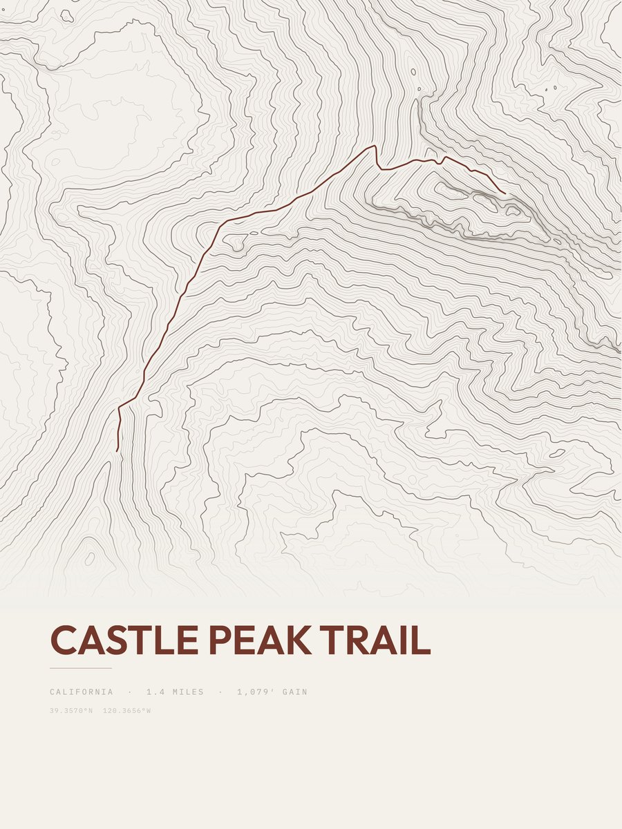 Castle Peak Trail topographic trail print