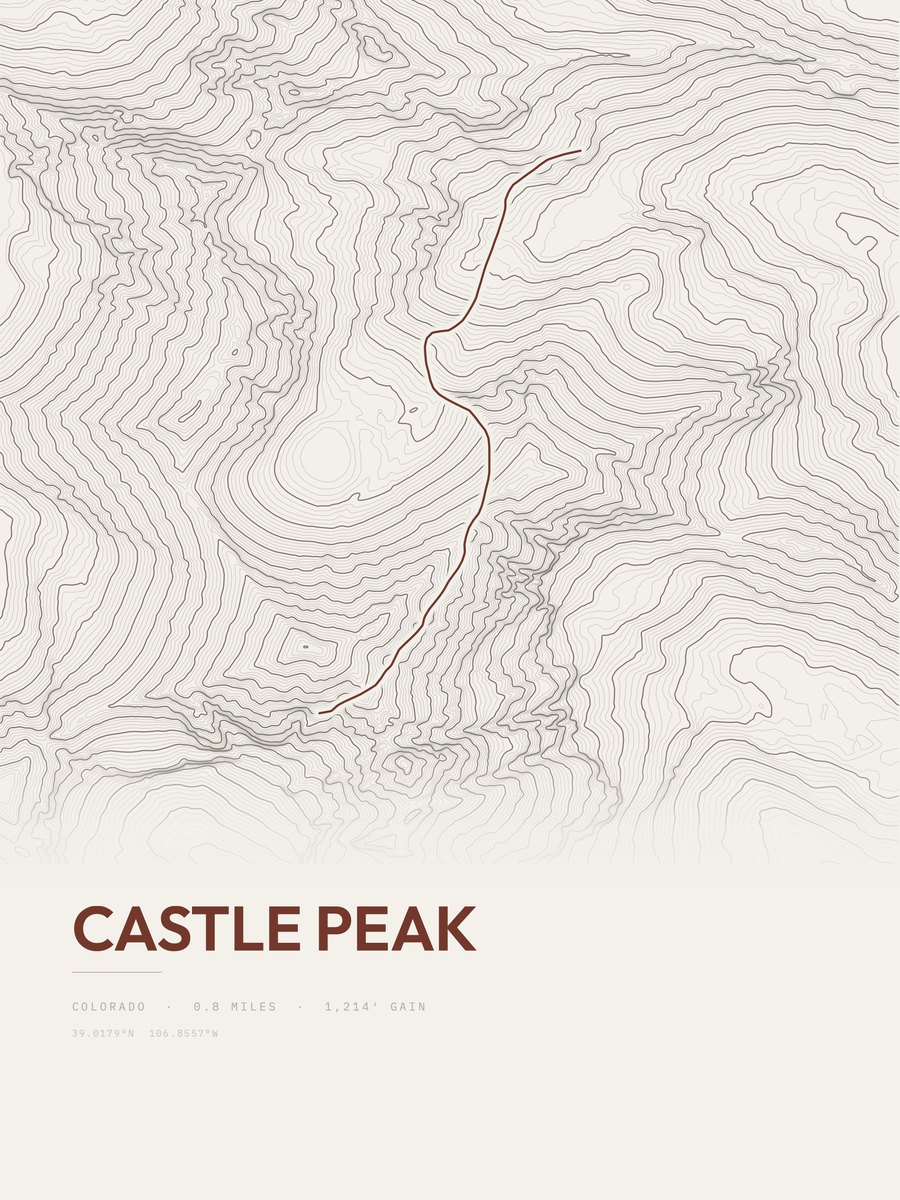 Castle Peak topographic trail print