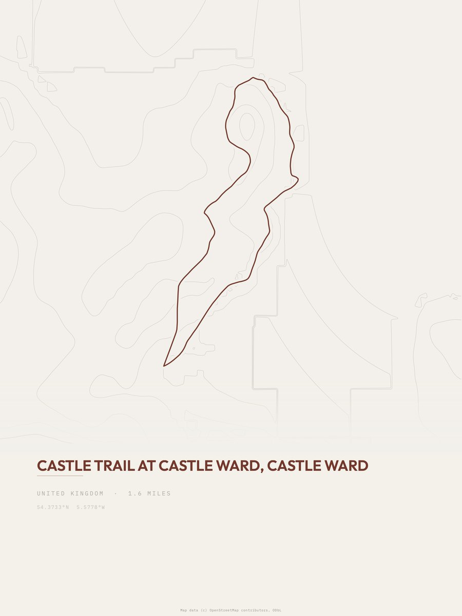 Castle Trail topographic trail print