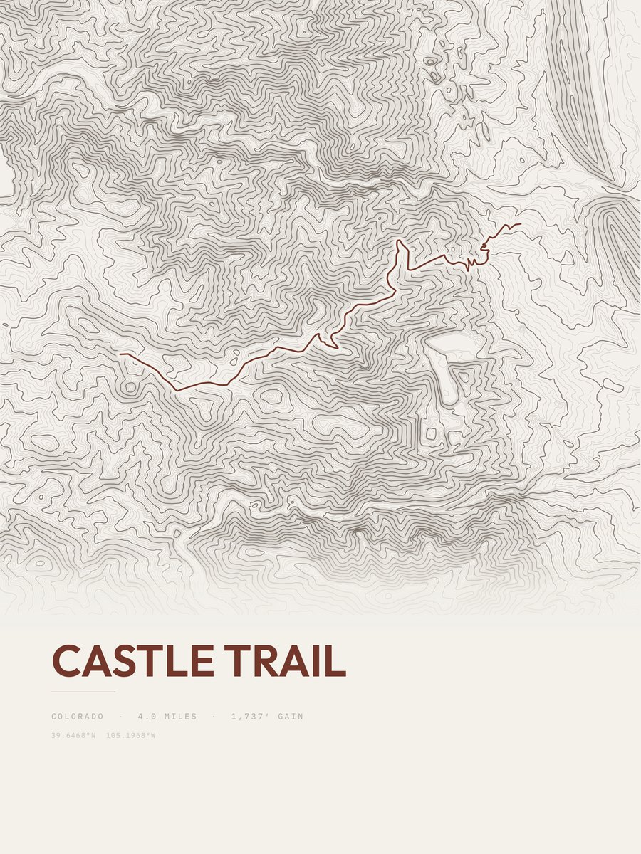 Castle Trail topographic trail print