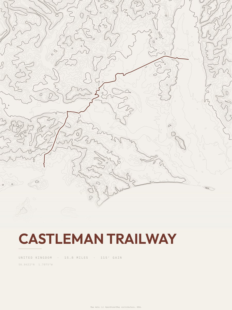 Castleman Trailway topographic trail print