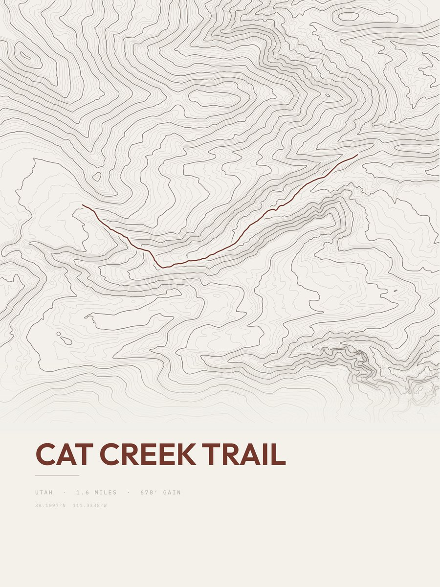 Cat Creek Trail topographic trail print