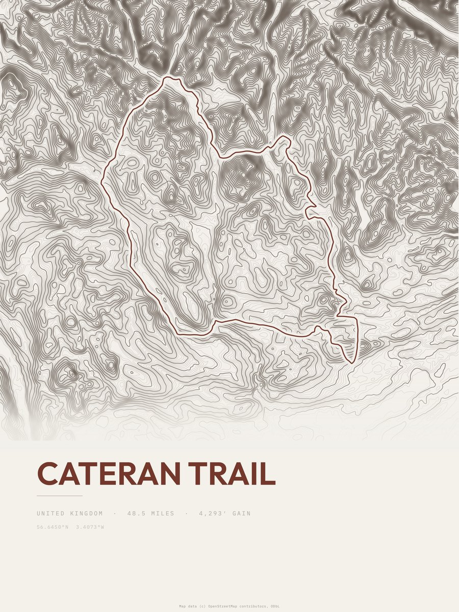 Cateran Trail topographic trail print