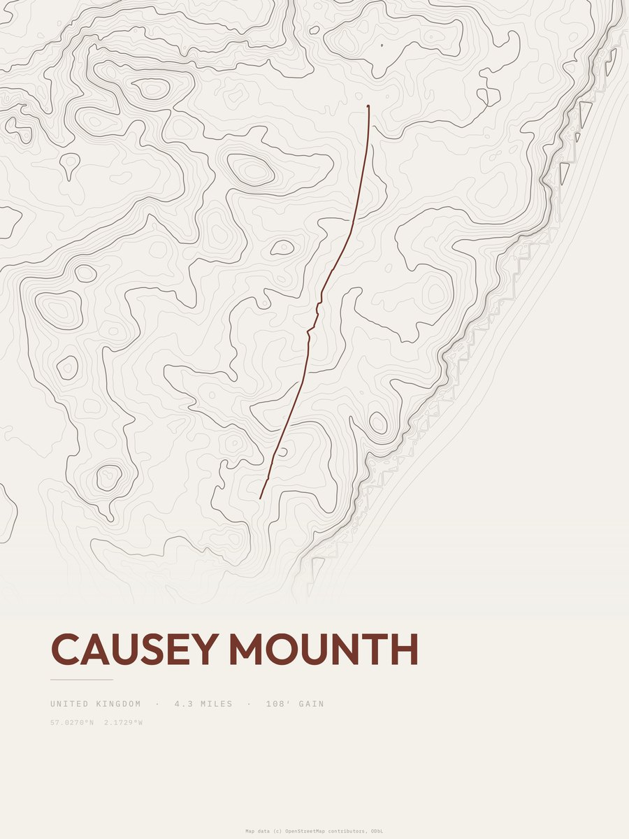 Causey Mounth topographic trail print