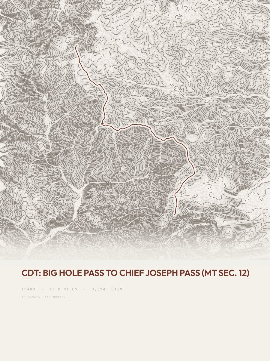 Chief Joseph Pass topographic trail print