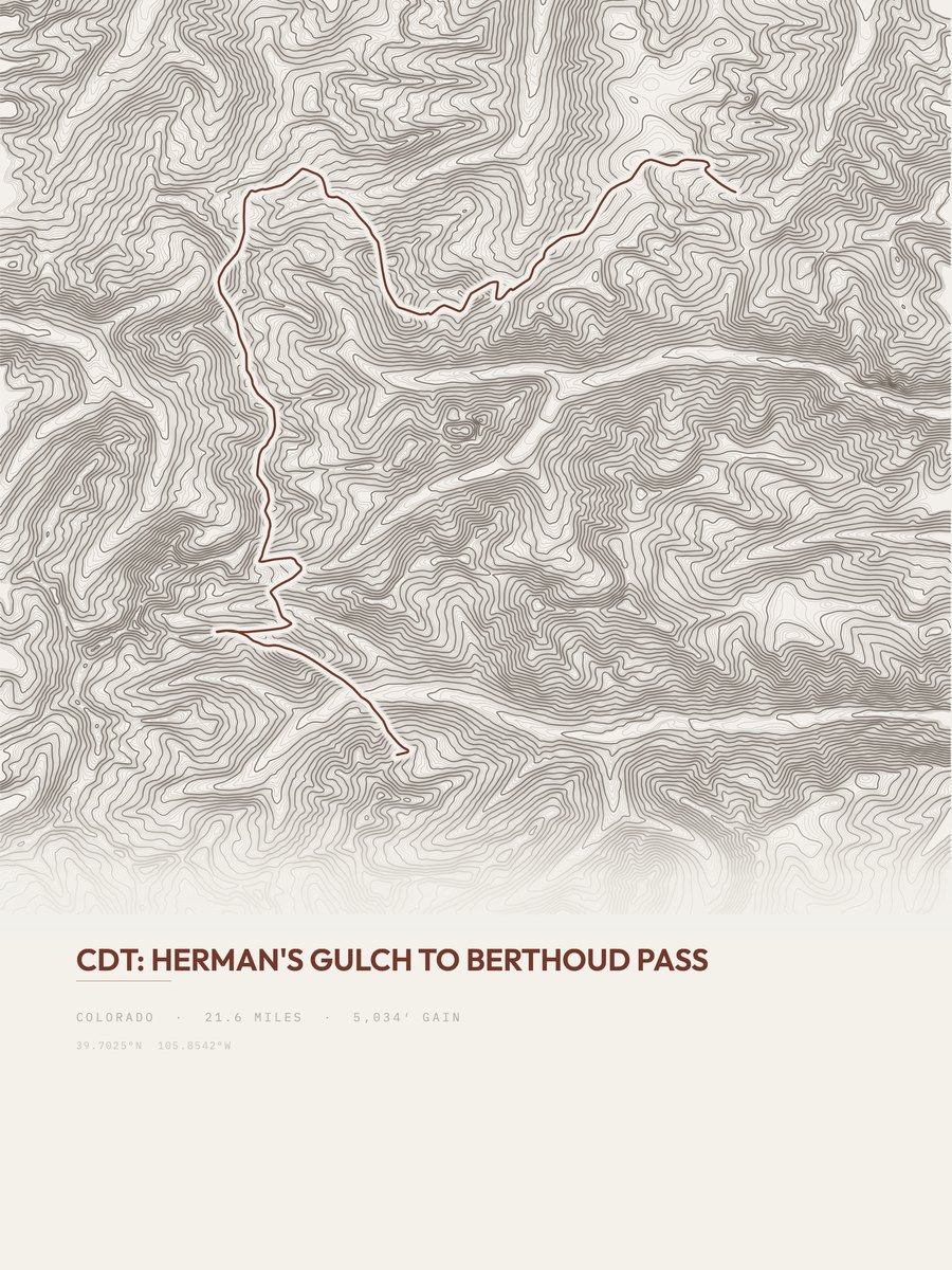 Herman's Gulch to Berthoud Pass topographic trail print