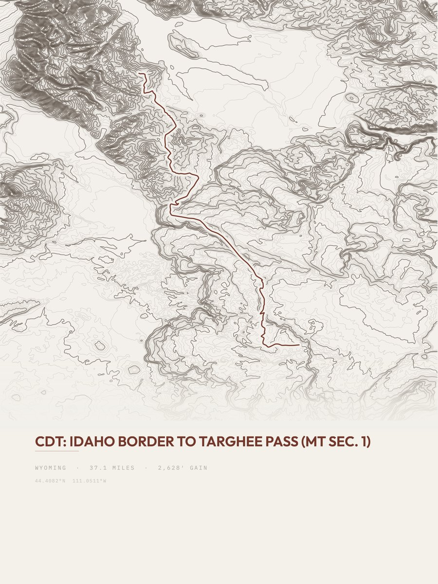 Idaho border to Targhee Pass Topographic print