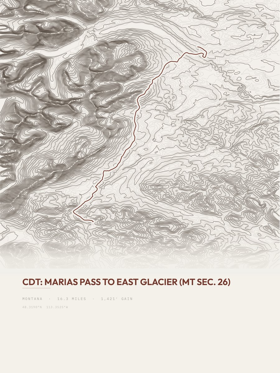 Marias Pass to East Glacier Topographic print