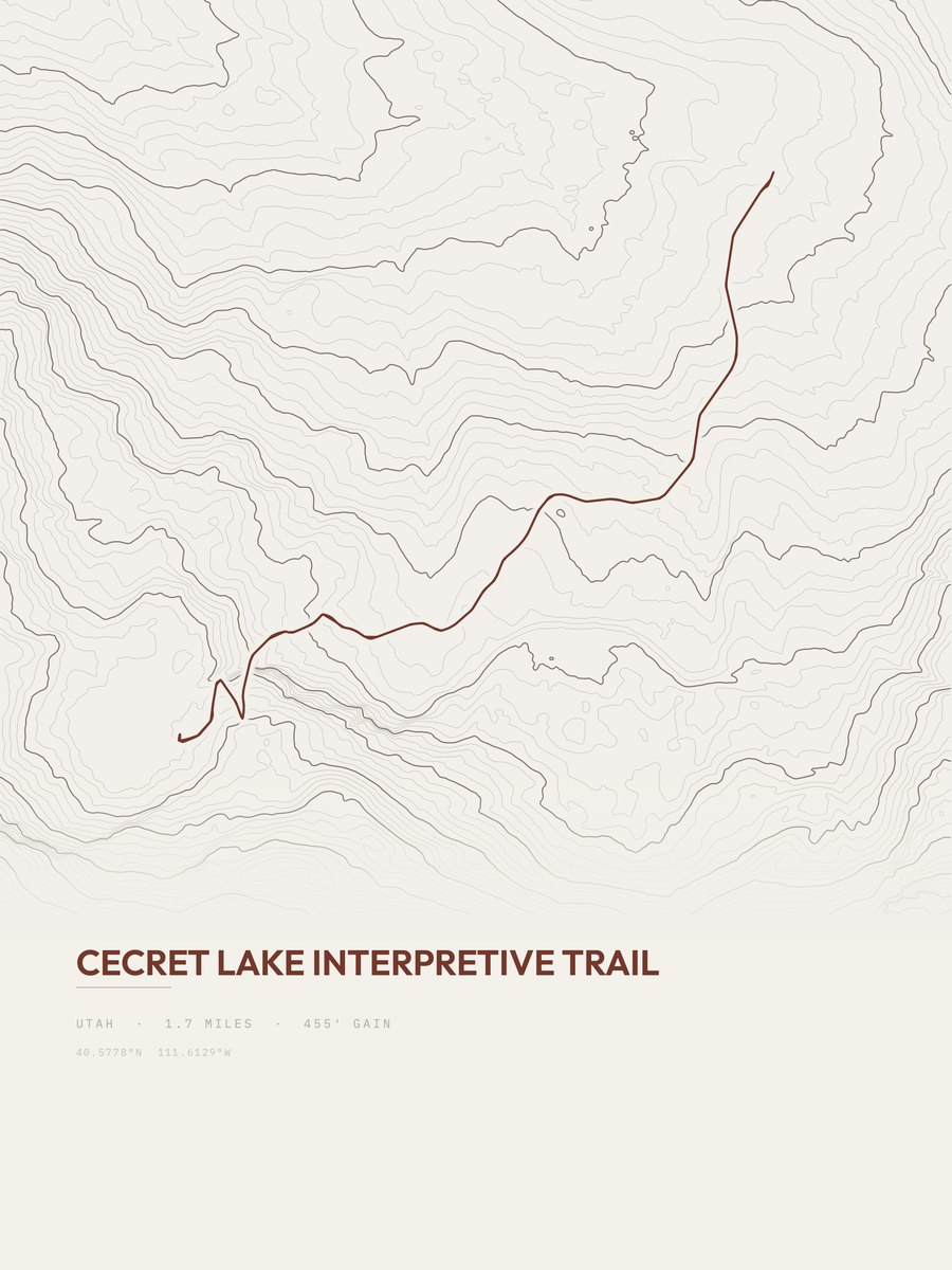 Cecret Lake Interpretive Trail topographic trail print