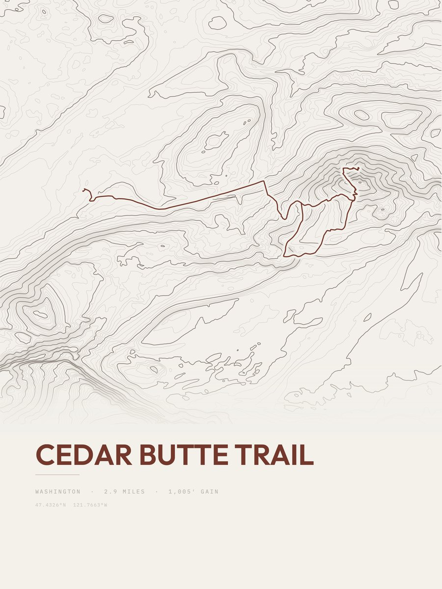 Cedar Butte Trail Topographic print