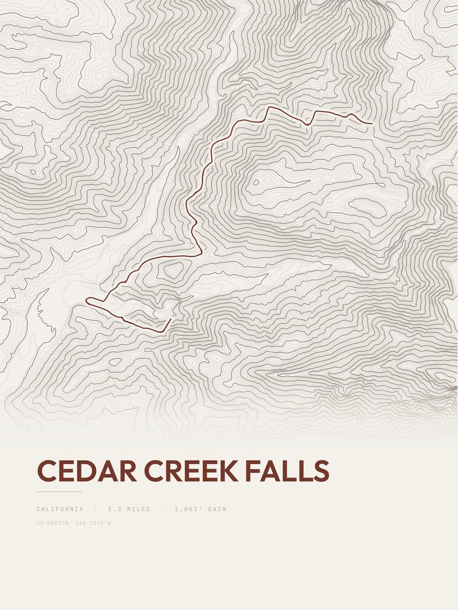Cedar Creek Falls Topographic print