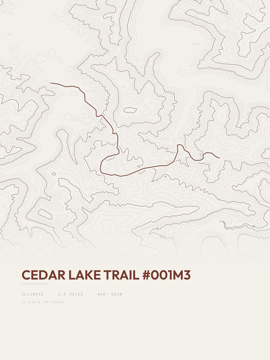 Cedar Lake Trail topographic trail print