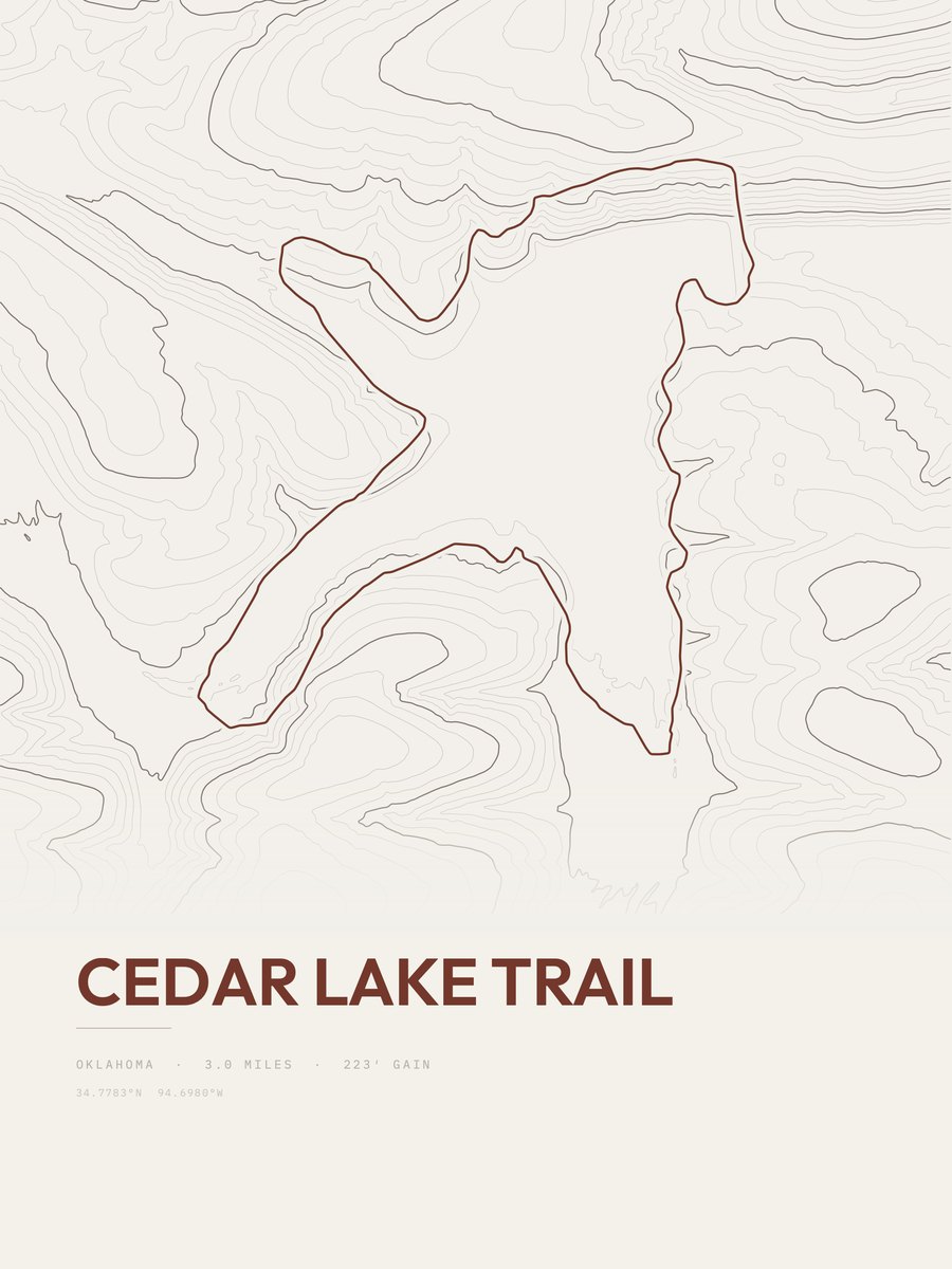 Cedar Lake Trail topographic trail print