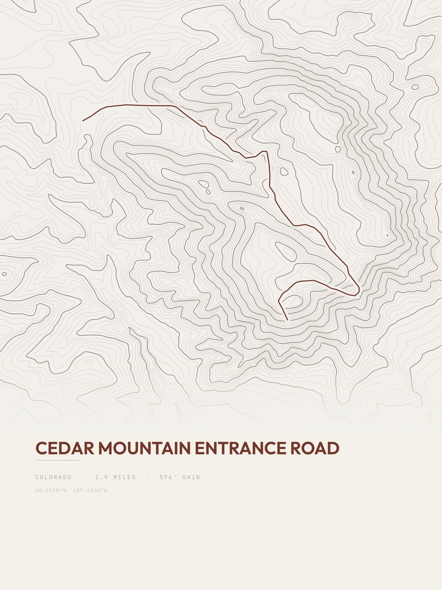 Cedar Mountain Entrance Road Topographic print