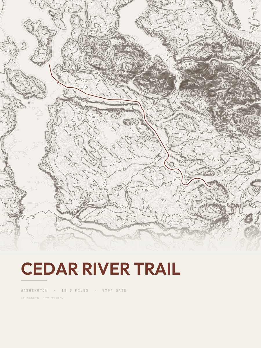 Cedar River Trail Topographic print