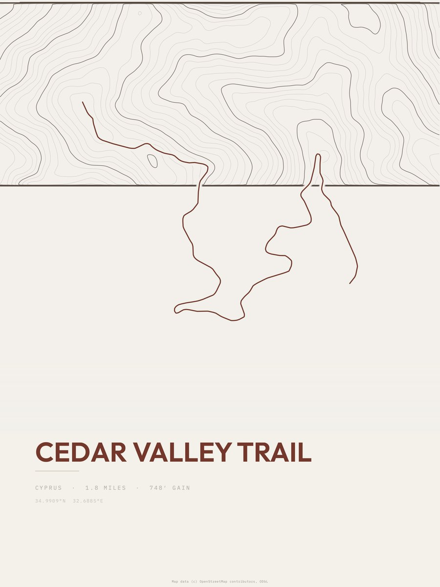 Cedar Valley Trail Topographic print