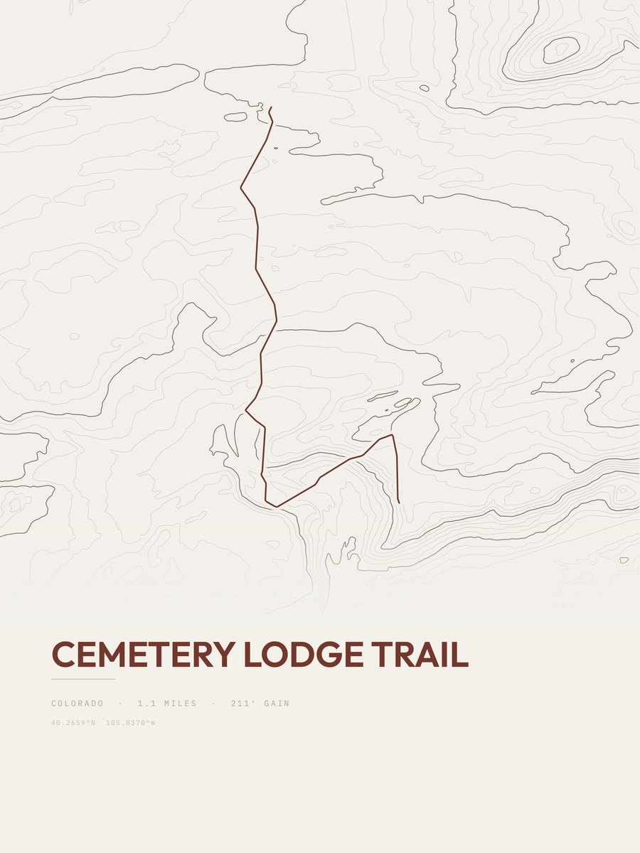 Cemetery Lodge Trail topographic trail print
