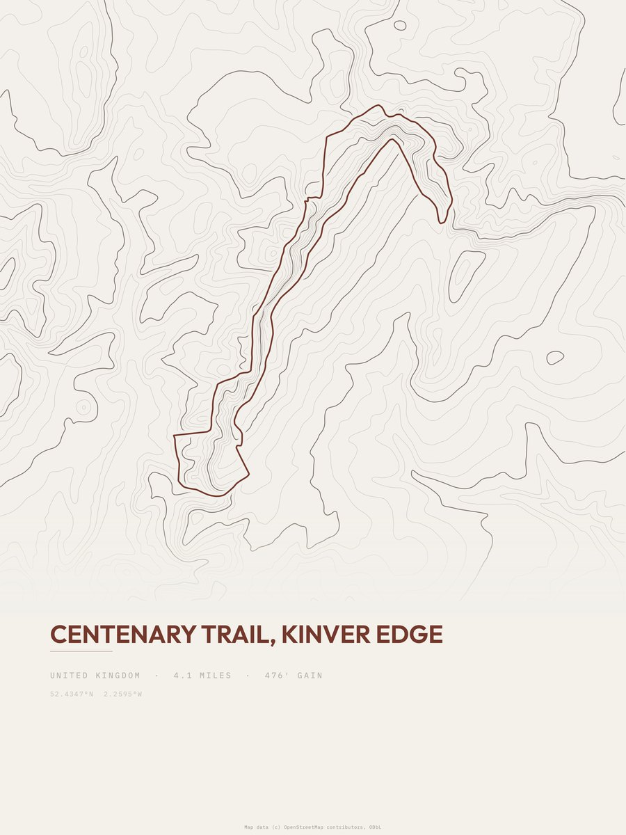Centenary Trail Topographic print