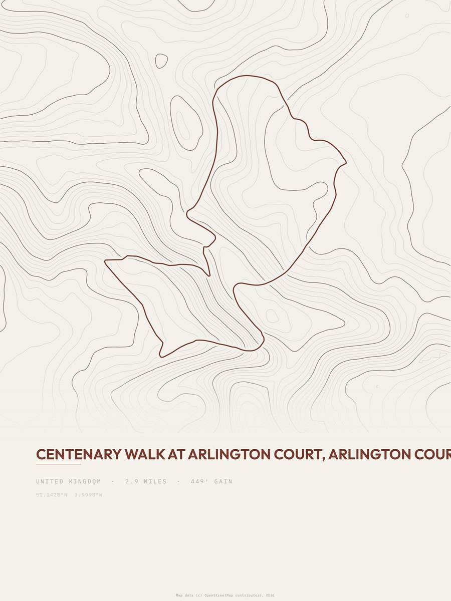 Centenary Walk topographic trail print