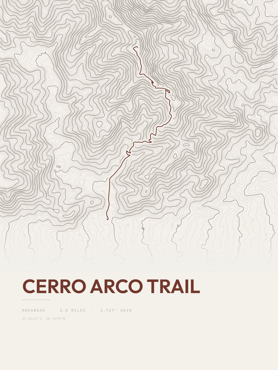 Cerro Arco Trail topographic trail print