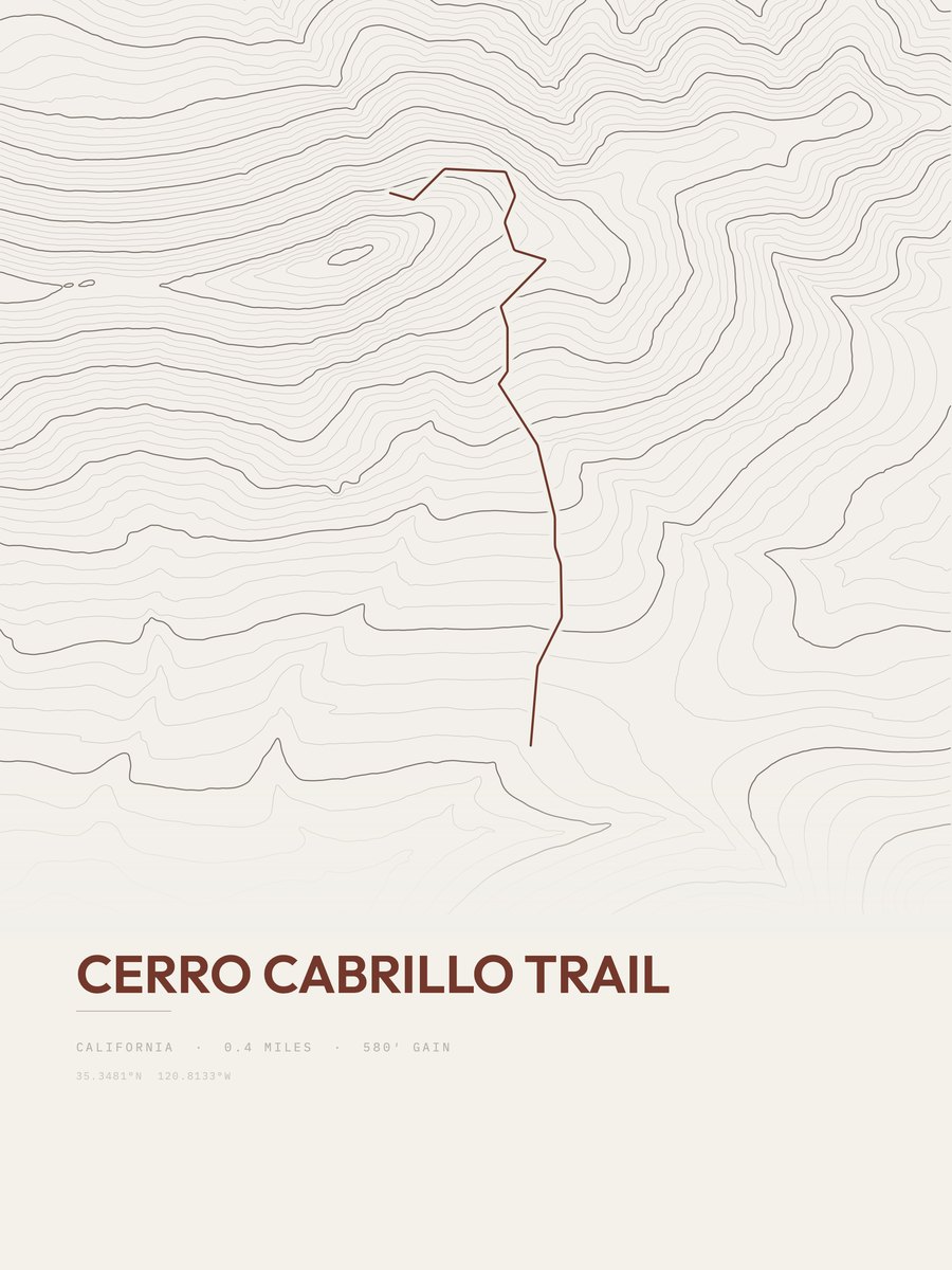 Cerro Cabrillo Trail Topographic print