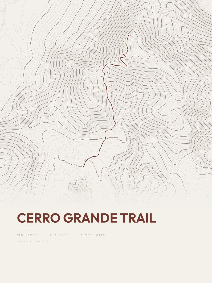 Cerro Grande Trail Topographic print