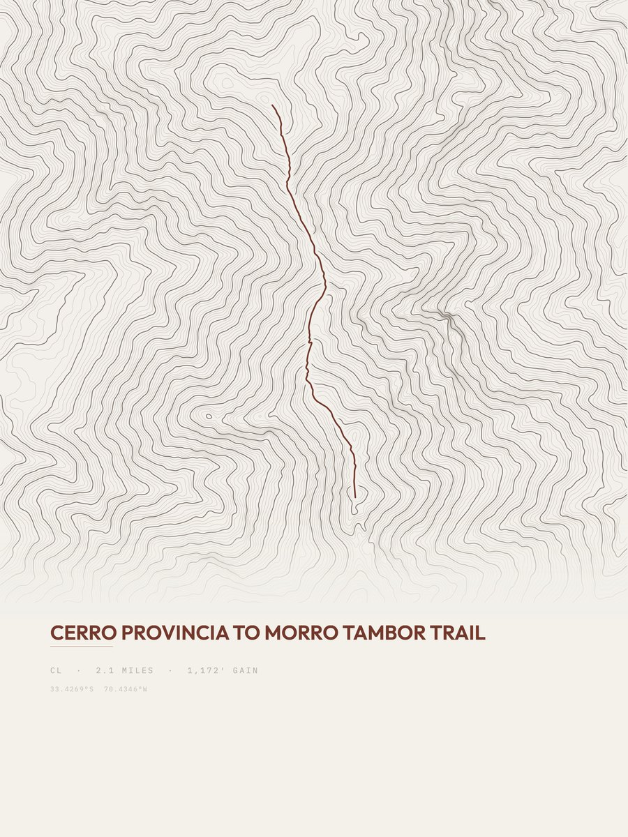 Cerro Provincia to Morro Tambor topographic trail print
