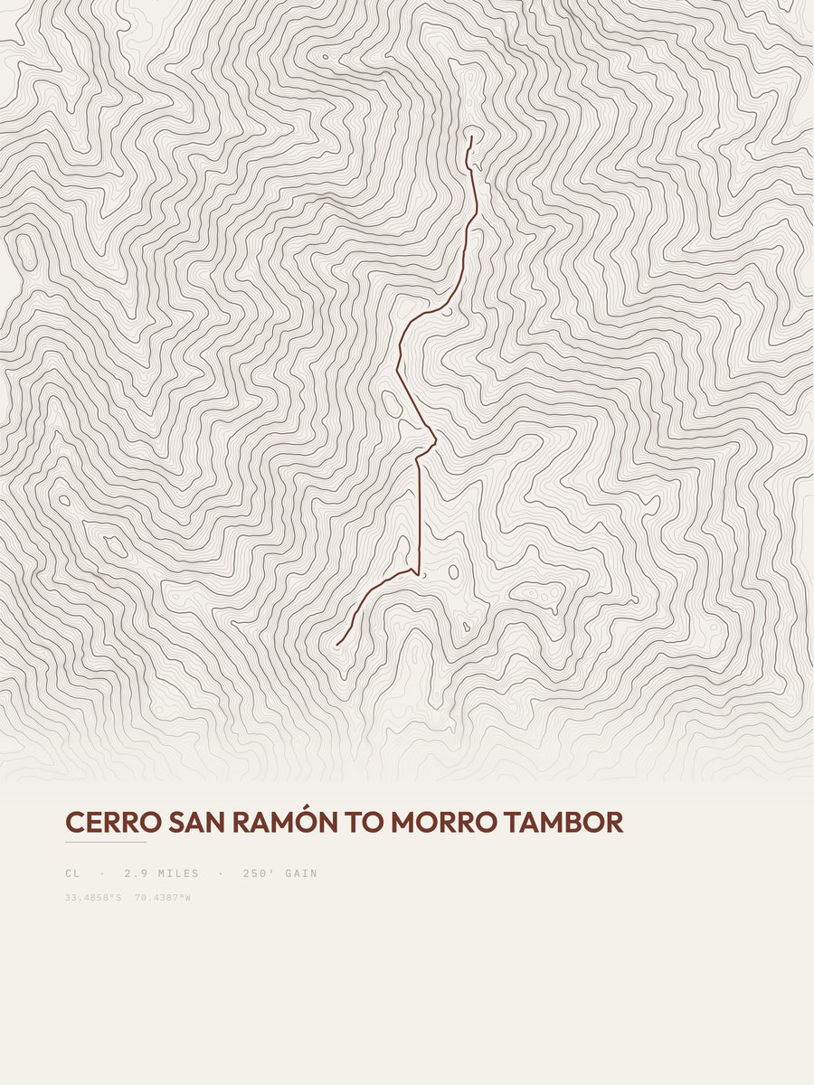 Cerro San Ramón to Morro Tambor topographic trail print