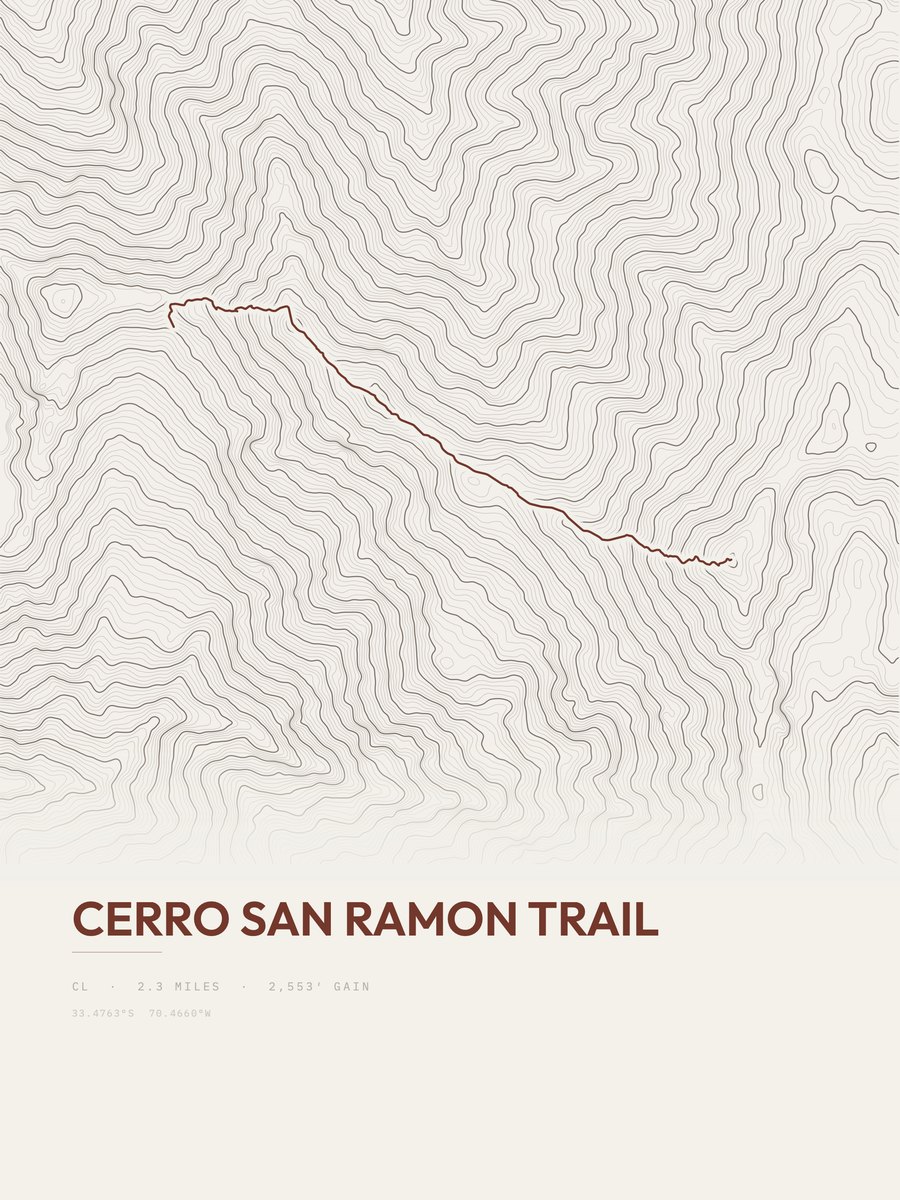 Cerro San Ramon Trail topographic trail print