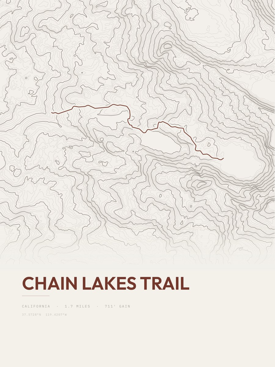 Chain Lakes Trail Topographic print