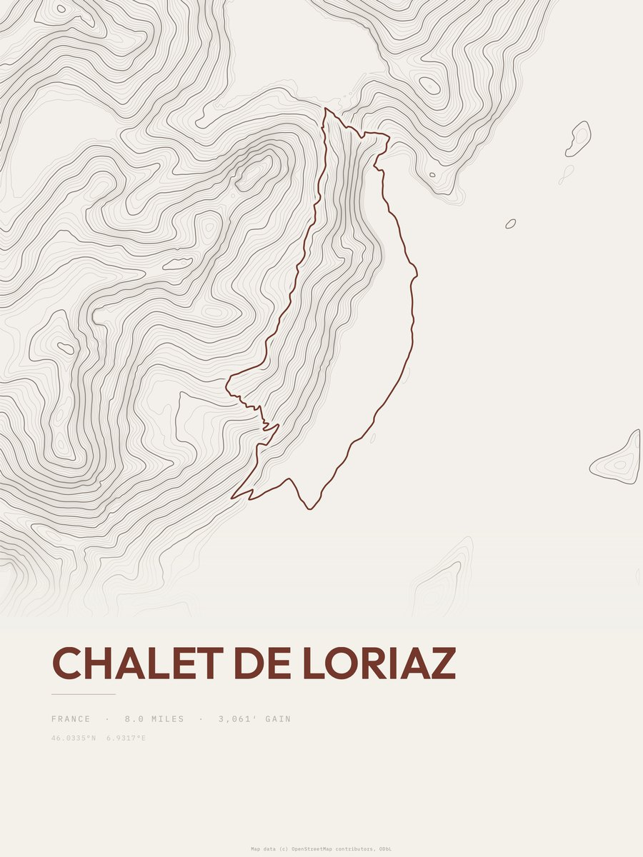 Chalet de Loriaz topographic trail print