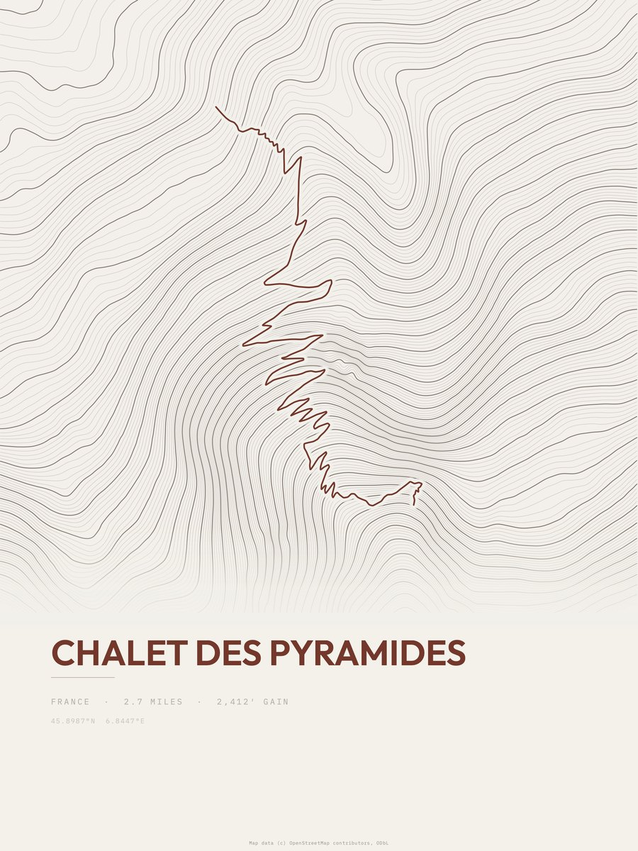 Chalet des Pyramides Topographic print