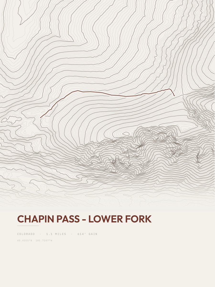 Chapin Pass - Lower Fork Topographic print