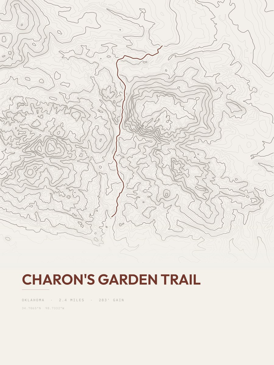 Charon's Garden Trail topographic trail print
