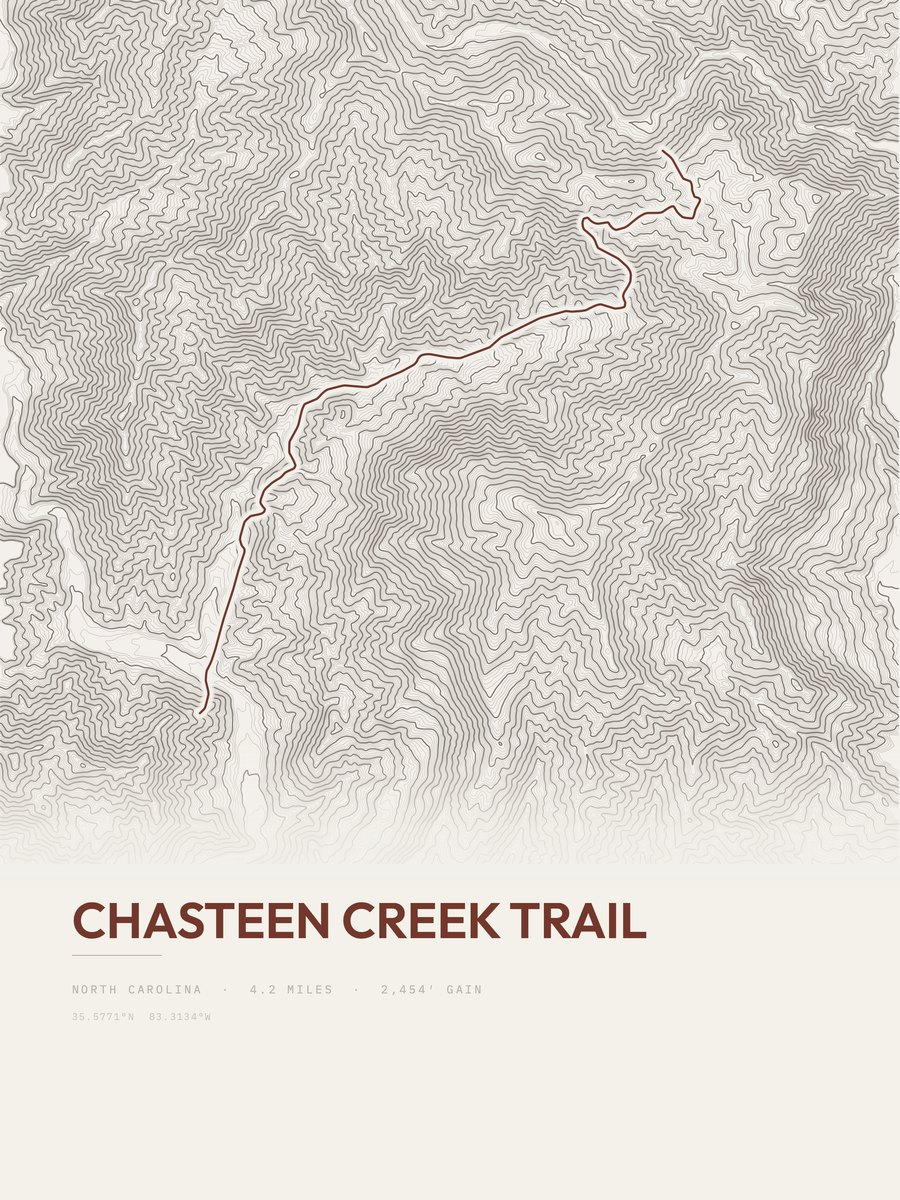 Chasteen Creek Trail topographic trail print