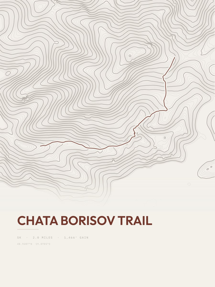 Chata Borisov Trail topographic trail print