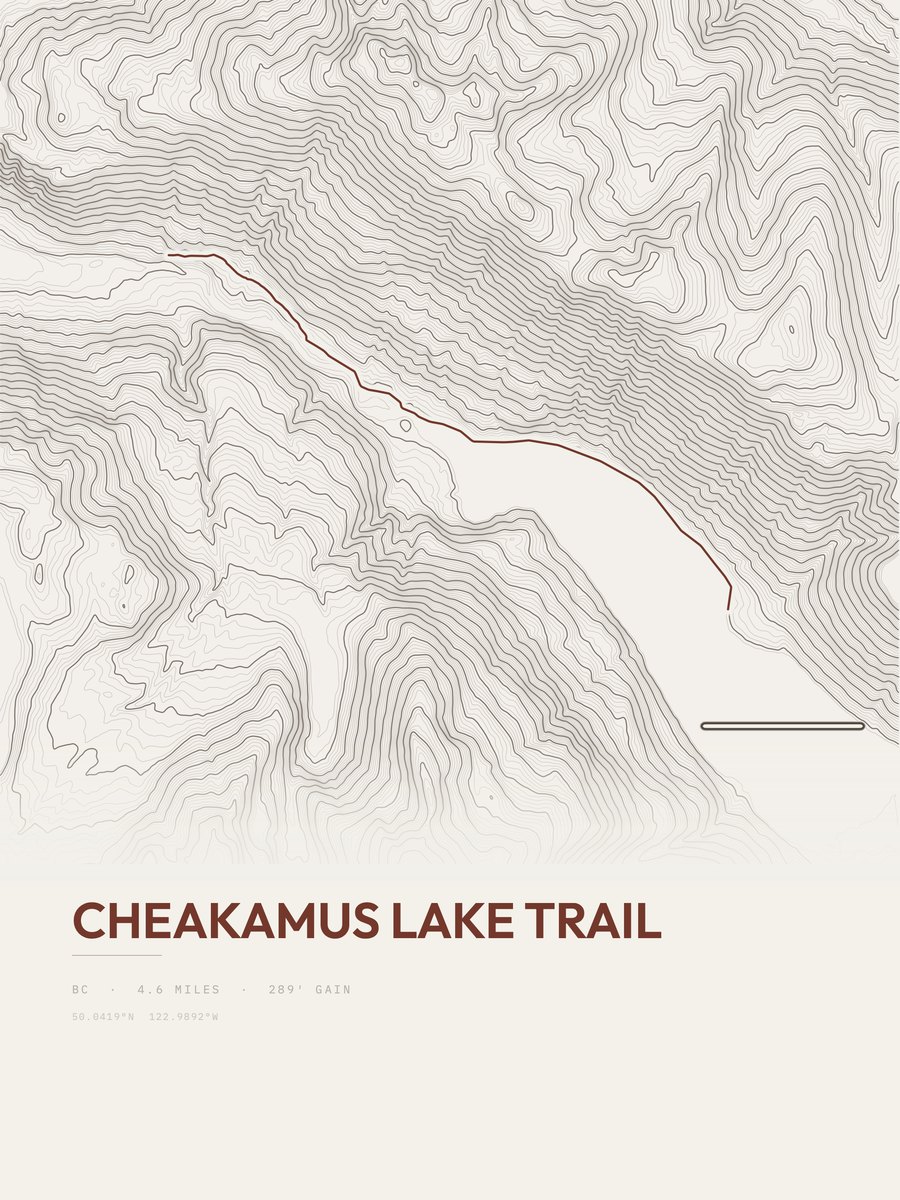 Cheakamus Lake Trail Topographic print