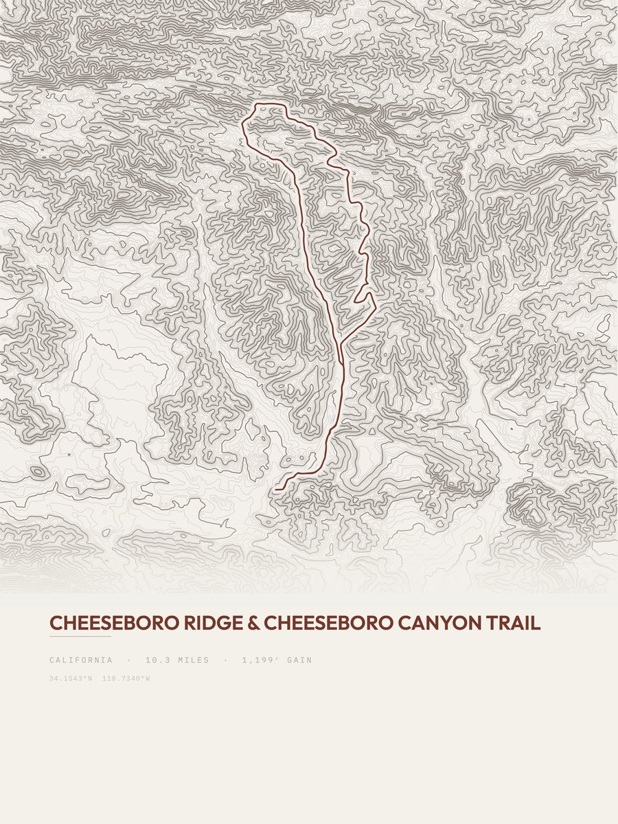 Cheeseboro Canyon Trail Topographic print