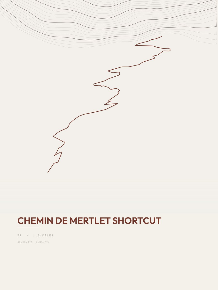 Chemin de Mertlet Shortcut topographic trail print