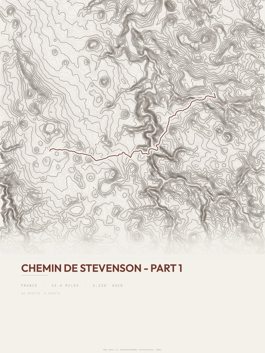 Chemin de Stevenson Topographic print