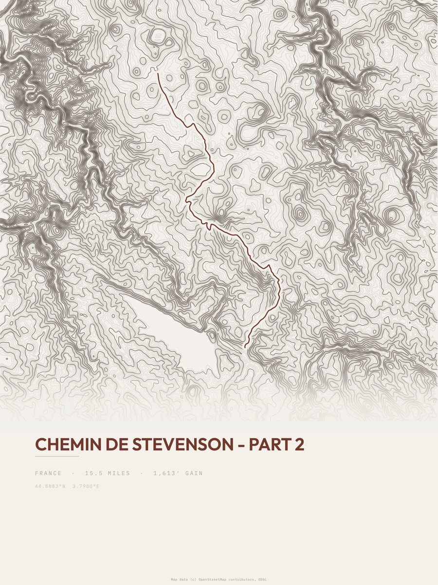 Chemin de Stevenson Topographic print