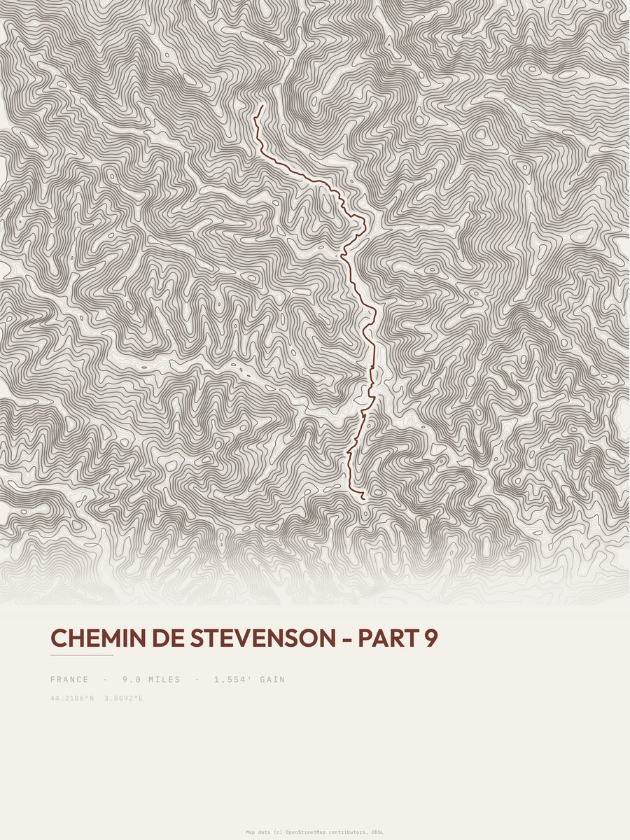 Chemin de Stevenson Topographic print