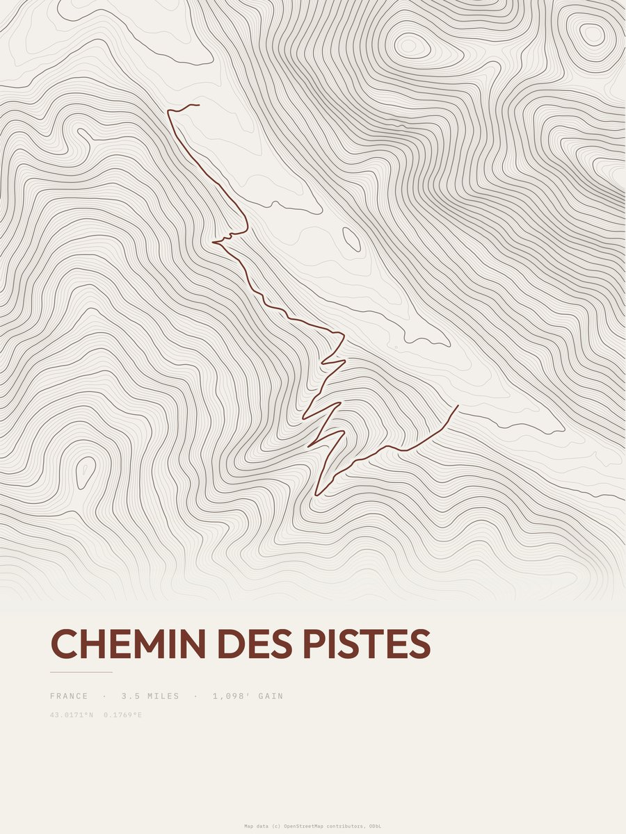Chemin des Pistes Topographic print