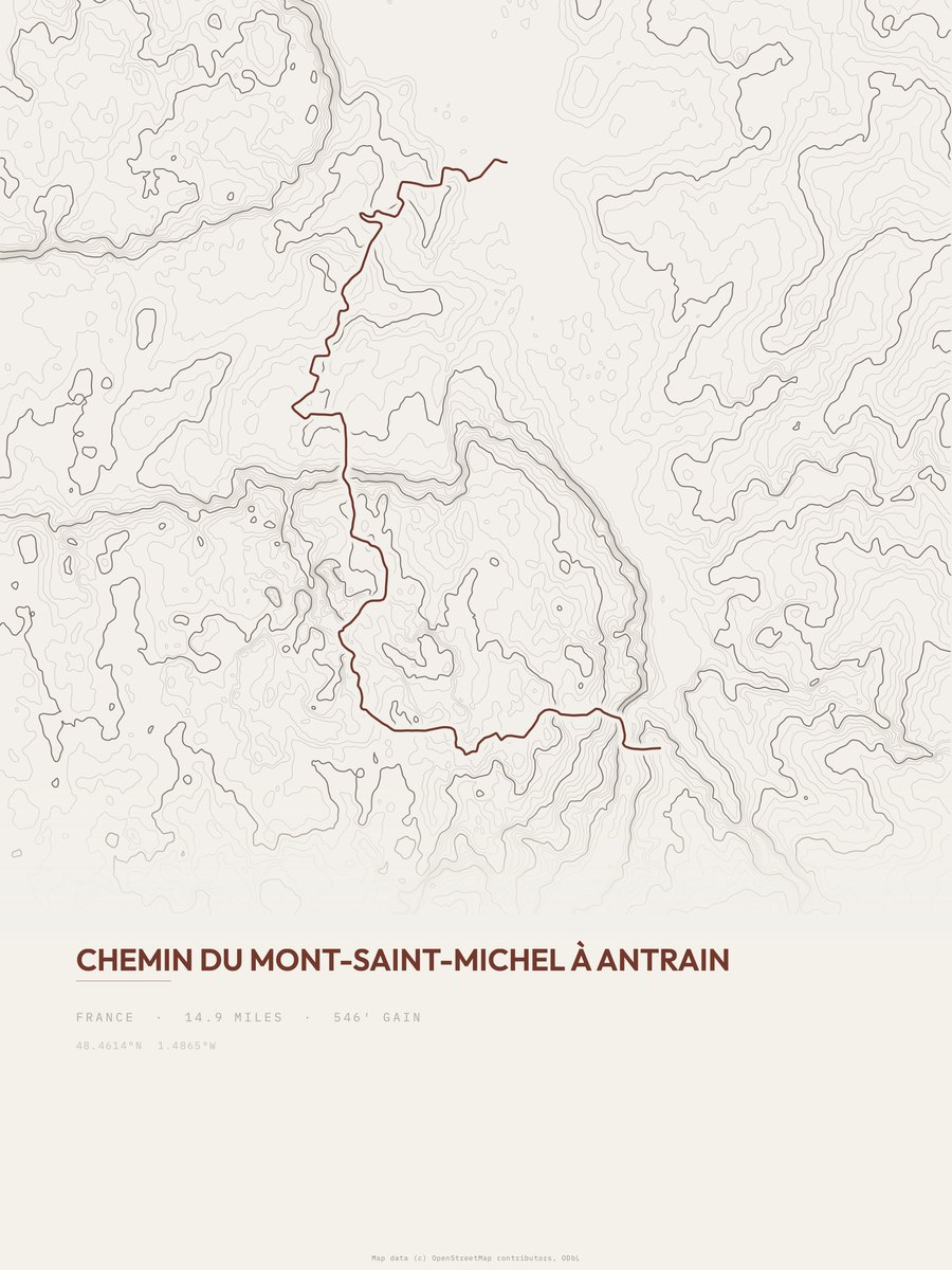 Chemin du Mont-Saint-Michel Topographic print