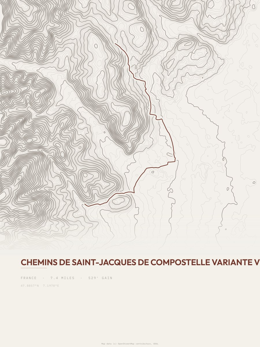 Chemins de Saint-Jacques Topographic print