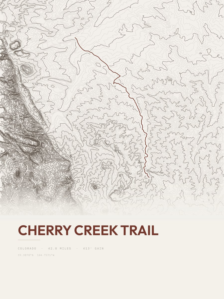 Cherry Creek Trail Topographic print