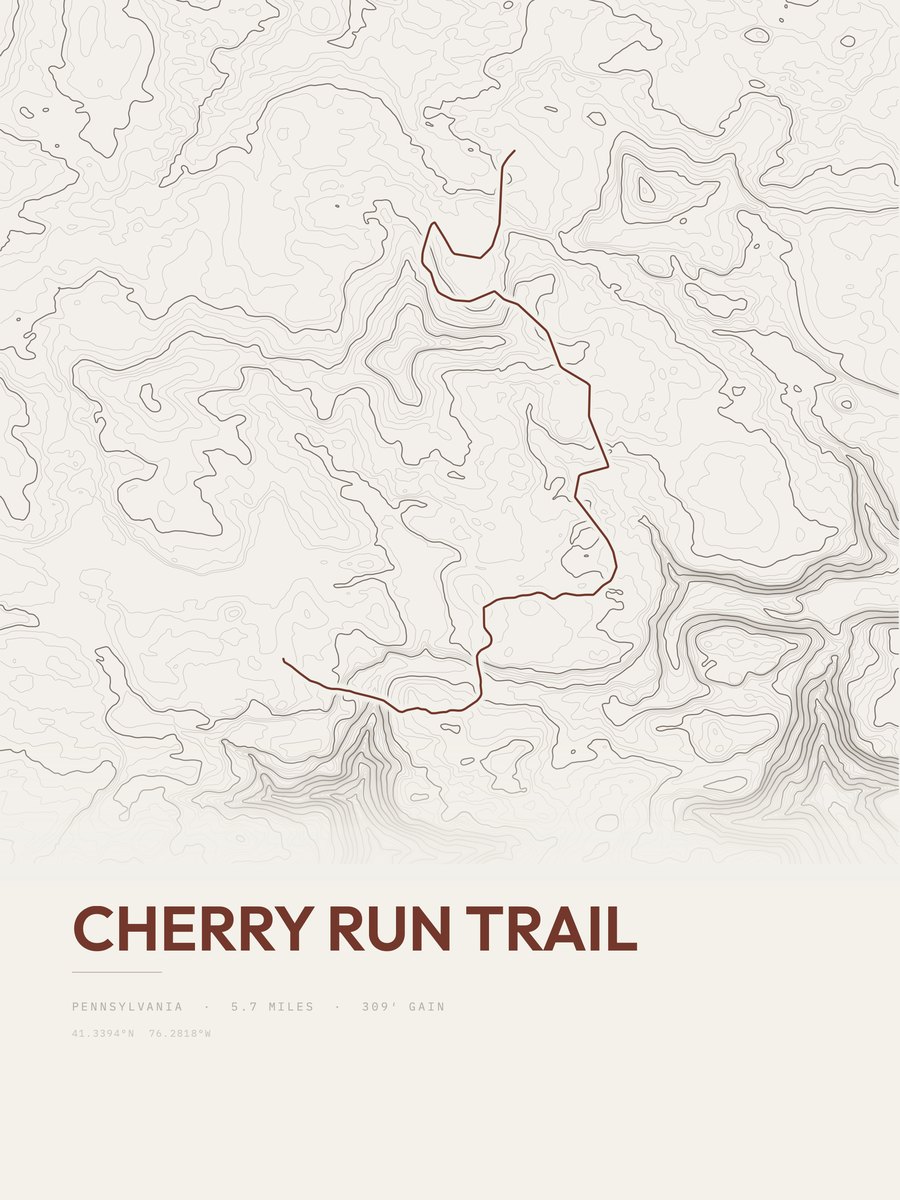 Cherry Run Trail Topographic print